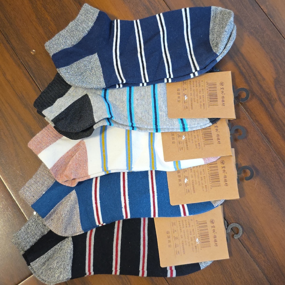 Men's Striped Low-Cut Casual Socks — Pack of Mixed Colors
